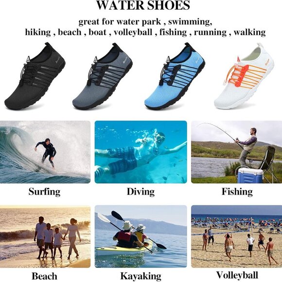 Water Shoes Men Women Quick Dry Mesh Rubber Sole for Beach Pool Surfing - Picture 7 of 7